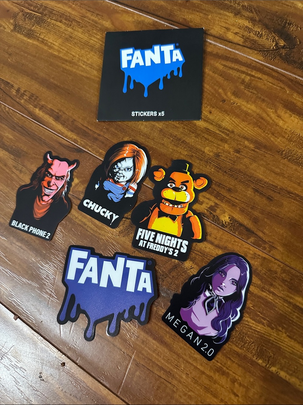Fanta Horror Movie Promo Sticker Set FNAF Chucky M3GAN Black Phone 2
